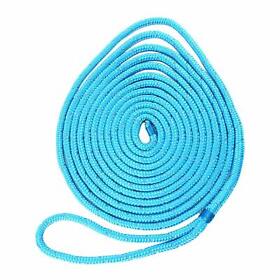 Ab-0477-bu 1/2 Inch X15 Ft Reflective Double Braid Nylon Dock Line Marine Rope Boat Blue