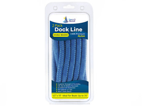 Db-202-2t 1/2inch X 10foot Marine Blue 2 Pack Double Braided Nylon Dock Line Boats To 35foot