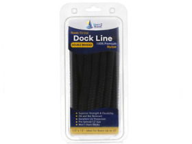 Db-144 1/2inch X 15foot Black Double Braided Nylon Dock Line For Boats Up To 35foot
