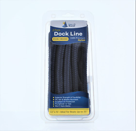 Db-204-2t 1/2inch X 15foot Dark Navy 2 Pack Double Braided Nylon Dock Line Boats To 35foot