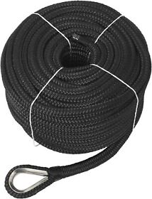 Nbem-0152-bk01 1/2inch X 200foot Double Braid Nylon Anchor Line With Stainless Steel Thimble 1020 Lb