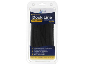 Db-143 1/2inch X 20foot Black Double Braided Nylon Dock Line For Boats Up To 35foot Boat Acc