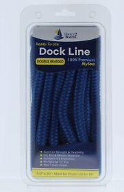Db-317-2t 1/2inch X 20foot Royal Blue 2 Pack Double Braided Nylon Dock Line Boats To 35foot