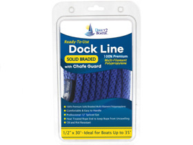 Db-193 1/2inch X 30foot Blue Solid Braided Mfp Polypropylene Dock Line With Chafe Guard