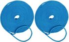 Ab-0417-bu02 2 Pack 3/4 Inch 25 Ft Double Braid Nylon Boat Dock Line Mooring Towing Rope Blue