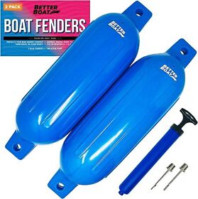 Bb-fndr-blu2 2 Pack Boat Fenders For Docking Bumpers With Pump