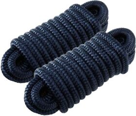 Ab-0484-cb02 2 Pcs 3/8 Inch 35 Ft Double Braid Nylon Anchor Dock Line Mooring Rope Cadet Blue