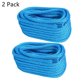 Ab-0723-bu02 2 Pcs 5/8 Inch 30 Ft Double Braid Nylon Boat Dock Line Mooring Rope Blue