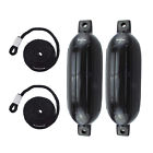 2-rfdfl-8-27bk Norestar New Two Pack Ribbed Fenders Deflated Lines For Boat