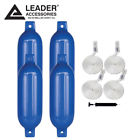 20801011 Leader Accessories Ribbed Blue Boat Fender Includes Lines 841432110673