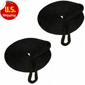 Tek-ab-0048 2pack 3/8inch X 20ft Double Braid Nylon Boat Dock Line Anchor Mooring Rope Black