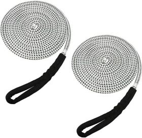Ab-0717-02 2pcs 5/8inch 25ft Double Braid Nylon Dock Line Mooring Rope Anchor Black White