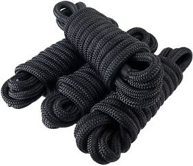 Ab-0724-bk04 3/4 Inch 30ft Double Braid Nylon Black Boat Dock Line Marine Mooring Rope 4pack