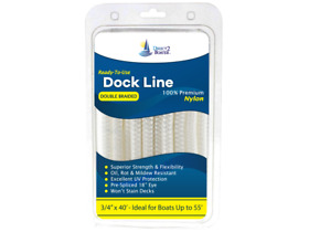 Db-230-2 3/4inch X 40foot White 2 Pack Double Braided Nylon Dock Line Boats Up To 55foot