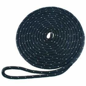 Ab-0476-bk 3/8 Inch 20 Feet Reflective Double Braid Nylon Boat Dock Line Mooring Rope Black