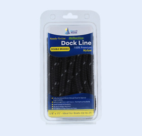 Db-260-2t 3/8inch X 15foot Black 2 Pack Double Braided Polypropylene Dock Line