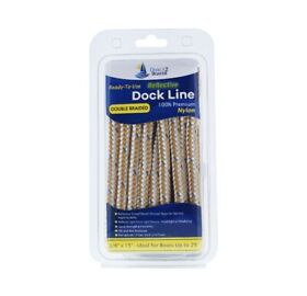 Db-292-2t 3/8inch X 15foot Gold White 2 Pack Reflective Double Braided Nylon Dock Line