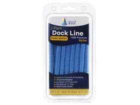 Db-153-2t 3/8inch X 15foot Marine Blue 2 Pack Double Braided Nylon Dock Line Boats To 25foot