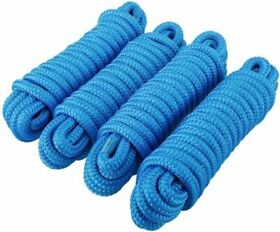 Ab-0055-bu04 4-pack 1/2 Inch 20 Ft Double Braid Nylon Boat Dock Line Mooring Rope Blue Color