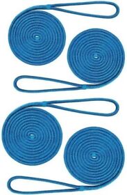 Ab-0488-cb04 4 Pack 1/2 Inch 35 Ft Double Braid Nylon Boat Dock Line Mooring Rope Cadet Blue