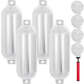 Dnb8.5x27yclwcbs1 4 Ribbed Marine 8.5inch X 27inch Boat Fender Vinyl White Protection Pvc 7.1 Gals