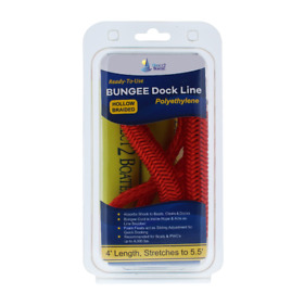 Db-263 4foot Bungee Dock Line Red Stretches To 5.5foot For Boats Pwc And Kayaks Up 4000#