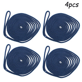 Ab-0486-cb 4pcs 1/2inchx20ft Double Braid Nylon Dock Line Mooring Boat Rope Cadet Blue