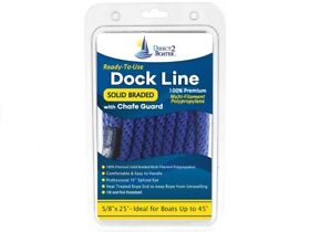 Db-199 5/8inch X 25foot Blue Solid Braided Mfp Polypropylene Dock Line With Chafe Guard