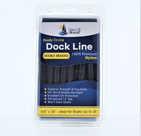 Db-214 5/8inch X 30foot Navy Double Braided Nylon Dock Line For Boats Up To 45foot