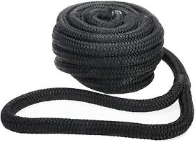 Dc-0004-bk 7/8 Inch 35ft Double Braid Nylon Boat Dock Line Mooring Rope Anchor 20inch Eye