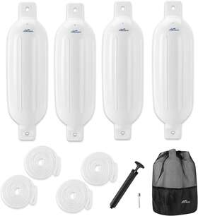 B08pvgzymr Affordura 4 Pack 18.5 Inch X 5.5 Boat Fender Bumpers Fenders With Ropes White