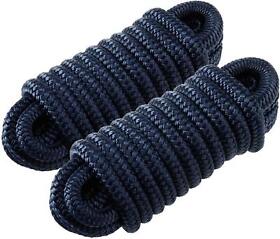 Ab-0415-cb02 Amarine Made 2 Pack 1/2inch 50ft Double Braid Nylon Boat Dock Line Rope Cadet Blue