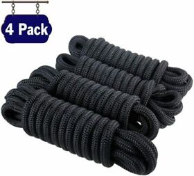 Ab-0414-bk04 Amarine Made 4 Pack 1/2inch 35ft Double Braid Nylon Boat Dock Line Mooring Rope