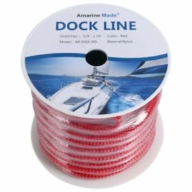 Ab-0416-rd Amarine Made 5/8 Inch 50 Ft Double Braid Nylon Dock Anchor Line Mooring Rope Red