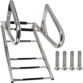 Amarine Made 615200852481 Dock Ladder Marine Pontoon Boat Heavy Duty 6 Step Black Silver