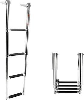 Amarine Made 700621158240 4 Step Stainless Steel Telescoping Boat Ladder Swim Large Black
