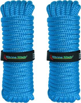 Ab-0049-bu02 Amarine Made 2x Double Braid Nylon Dock Line Mooring Rope Marine Anchor 3/8 Inch 20 Ft