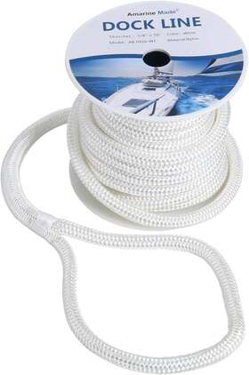 Ab-0416-wt Amarine Made 50 Ft 5/8 Inch Double Braid Nylon Dock Line Mooring Rope Boat Marine Ropes