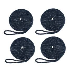 Ab-0480-bk04 Amarine Made 4pcs 5/8 Inch 20ft Boat Reflective Dock Lines Blue Double Braid Nylon Mooring Marine