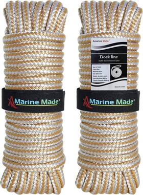 Ab-0485-wg02 Amarine Made 2 Pack 1/2 Inch 15 Ft Double Braid Nylon Dock Line Mooring Rope Boat Anchor