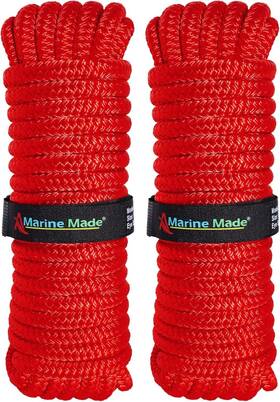 Ab-0724-rd02 Amarine Made 2 Pack 3/4 Inch 30 Ft Double Braid Nylon Dock Line Mooring Rope Boat
