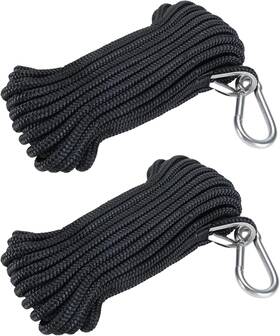 Ab-1193-bk02 Amarine Made 2pcs 3/8 Inch 50 Ft Boat Dock Lines Double Braided Nylon Anchor Rope With Thimble