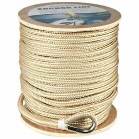 Ab-0664 Amarine Made Double Braid Nylon Dock Line Anchor White Gold 5/8inch X 300foot