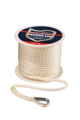11734-1 Attwood 022697117342 Premium 3-strand Twisted Nylon Anchor Line With Thimble 3/8-inch X 10