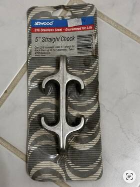 66082-3 Attwood Genuine Boat Bow Chocks Pack Of 2 Straight 5 Inch Stainless Steel Tie Downs