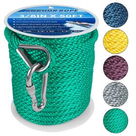 Cyms-004 Balava Anchor Rope 50ft X 3/8in Premium Solid Mfp Braided Line Bo