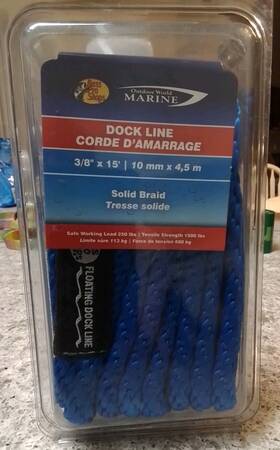 Pn-1005 Bass Pro Shop Marine - Floating Dock Line 3/8 Inch X 15ft Solid Braid Blue New