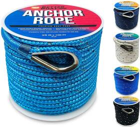 Better Boat 850033414035 Premium Anchor Rope 100 Ft Double Braided Line Blue Nylon Marin