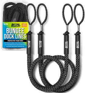 Bb-bng-4bk Better Boat 2 Pk Dock Bungee Lines For Boats Line Accessories Marine Gra