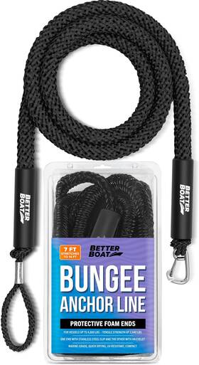 Bb-bng-7anbk Better Boat Bungee Anchor Rope Elastic Snubber Line 7 Ft To 14 Stretch Black For B